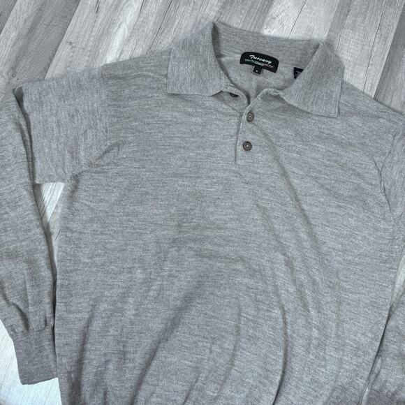 Extra Fine Italian Merino Wool Men’s Sweater Polo Collar Gray SZ Medium Tuscany - Picture 1 of 4